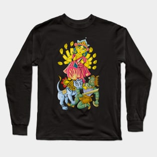 Maa Durga illustration - Durga Puja 2023 Collection Long Sleeve T-Shirt